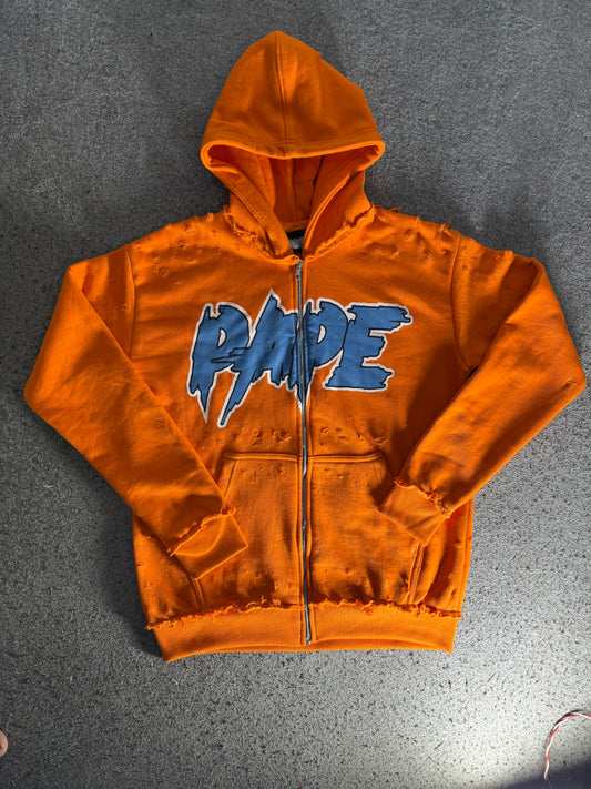 Orange Snowboard Zip UpHoodie