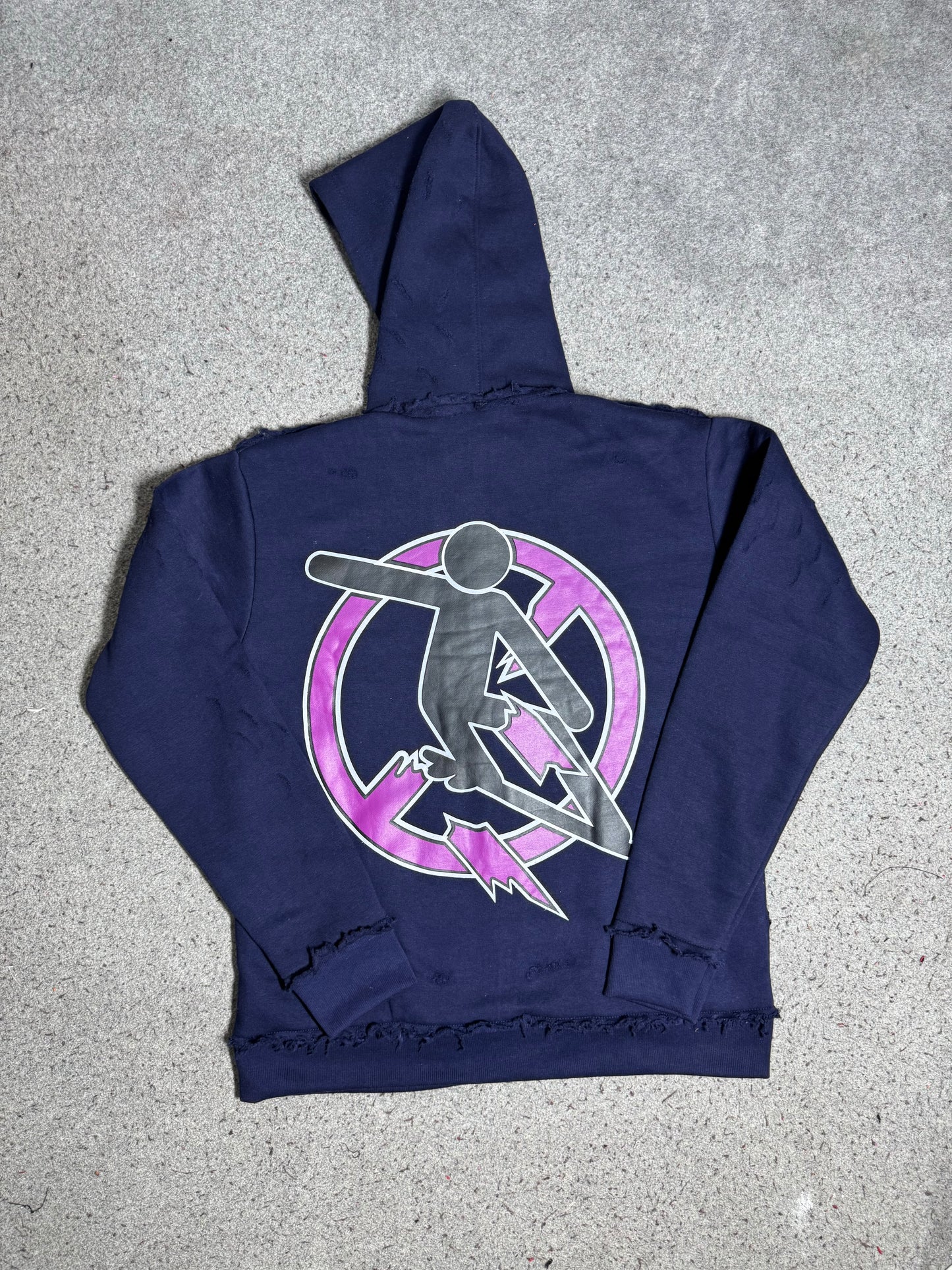 Navy Blue Snowboard Zip Up Hoodie